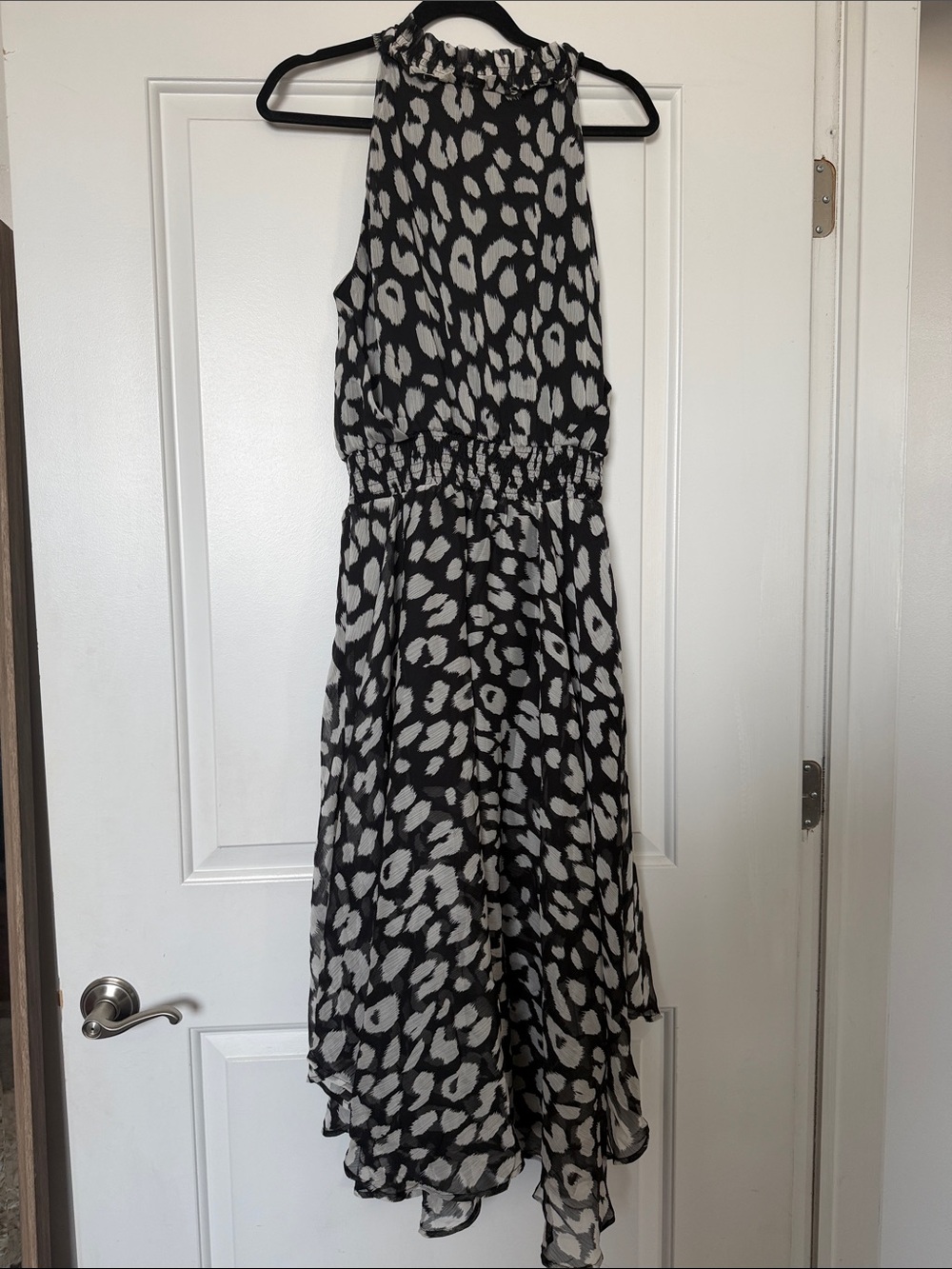Black & White Animal Print Halter Dress